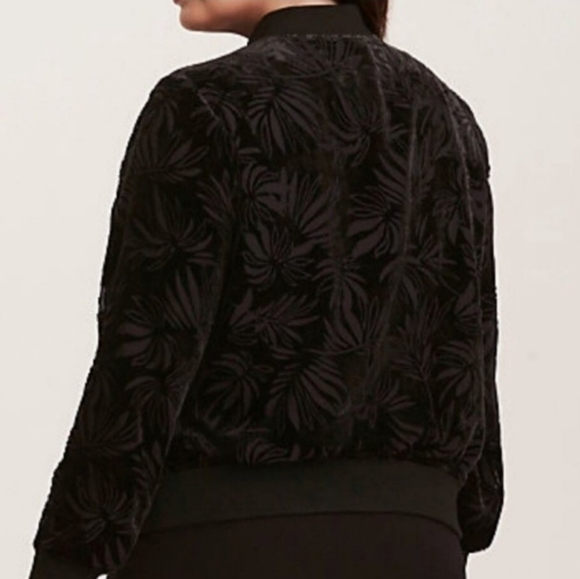 Torrid Velvet Burnout Leaves Design Zip-up Lightweight Bomber Jacket Sz 2X 18 20 - Picture 3 of 10
